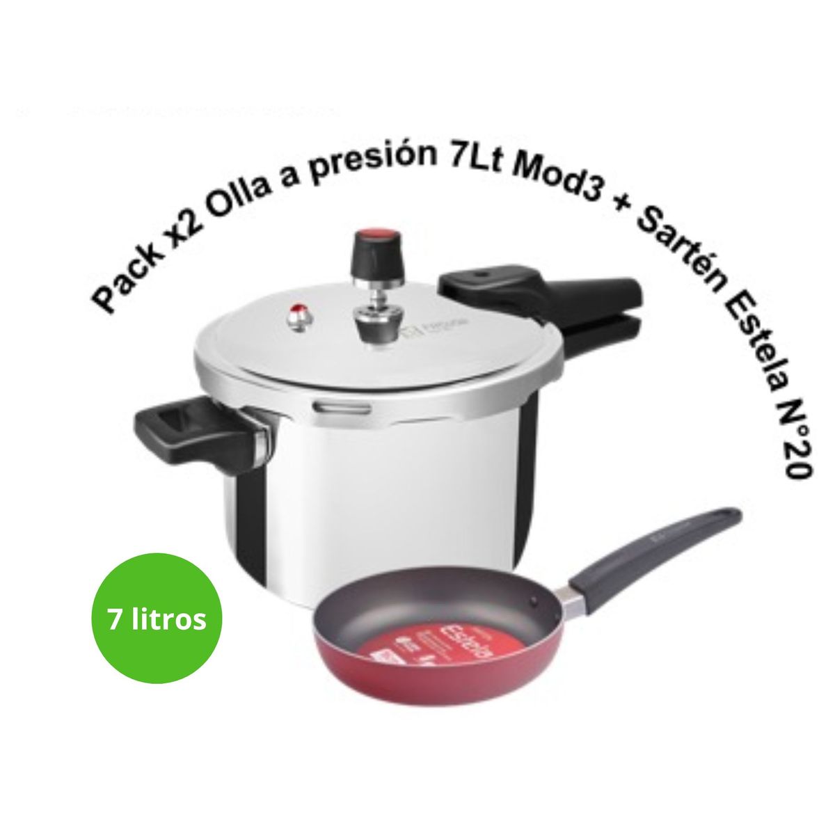 FACUSA - Olla a Presion 7 Lt  Acero Inoxidable y Sarten Estela 20 Marca Facusa
