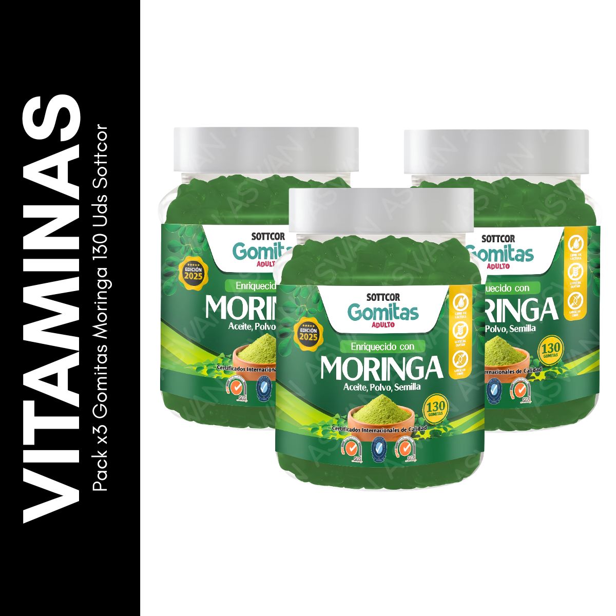 GENERICO - Pack x3 Gomitas Moringa 130 Uds Sottcor