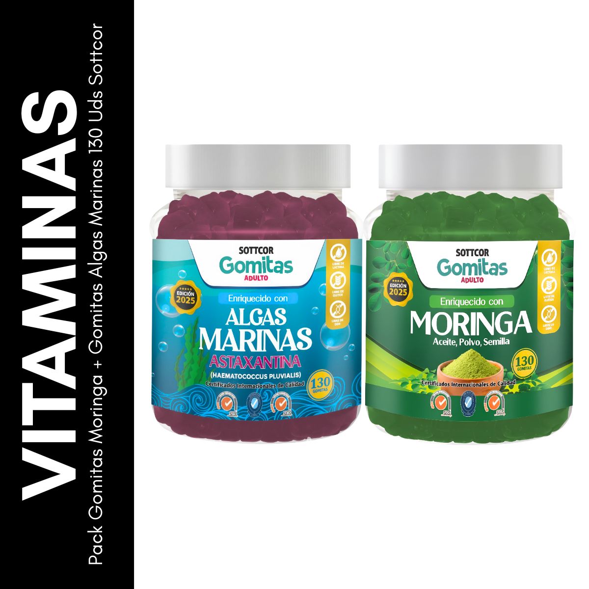 GENERICO - Pack Gomitas Moringa + Gomitas Algas 130 Uds Sottcor