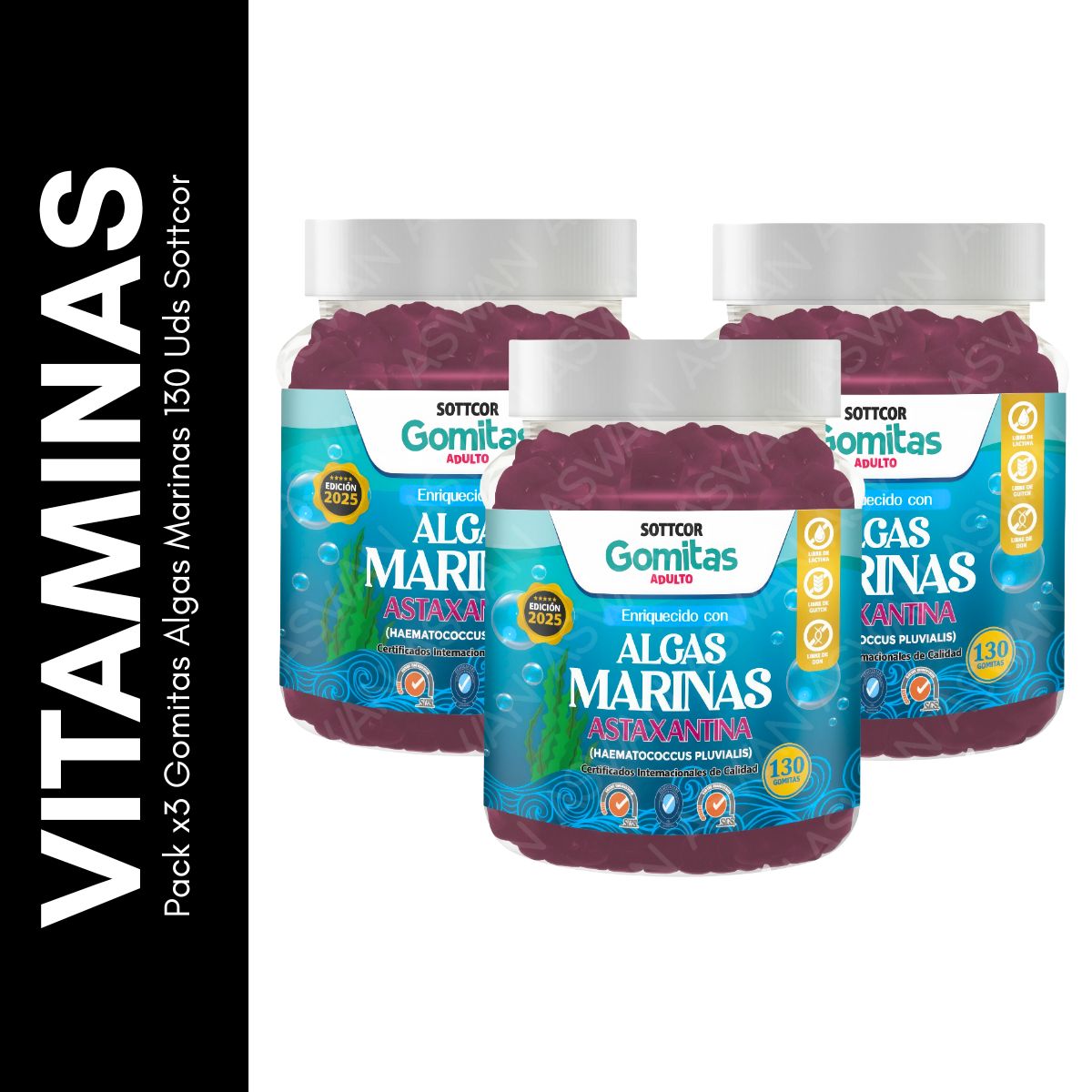 GENERICO - Pack x3 Gomitas Algas Marinas 130 Uds Sottcor