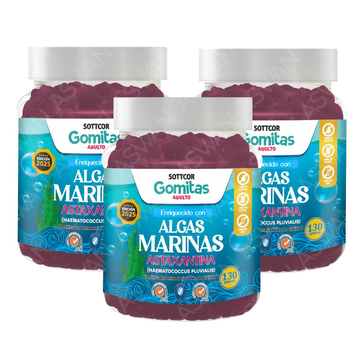 GENERICO - Pack x3 Gomitas Algas Marinas 130 Uds Sottcor