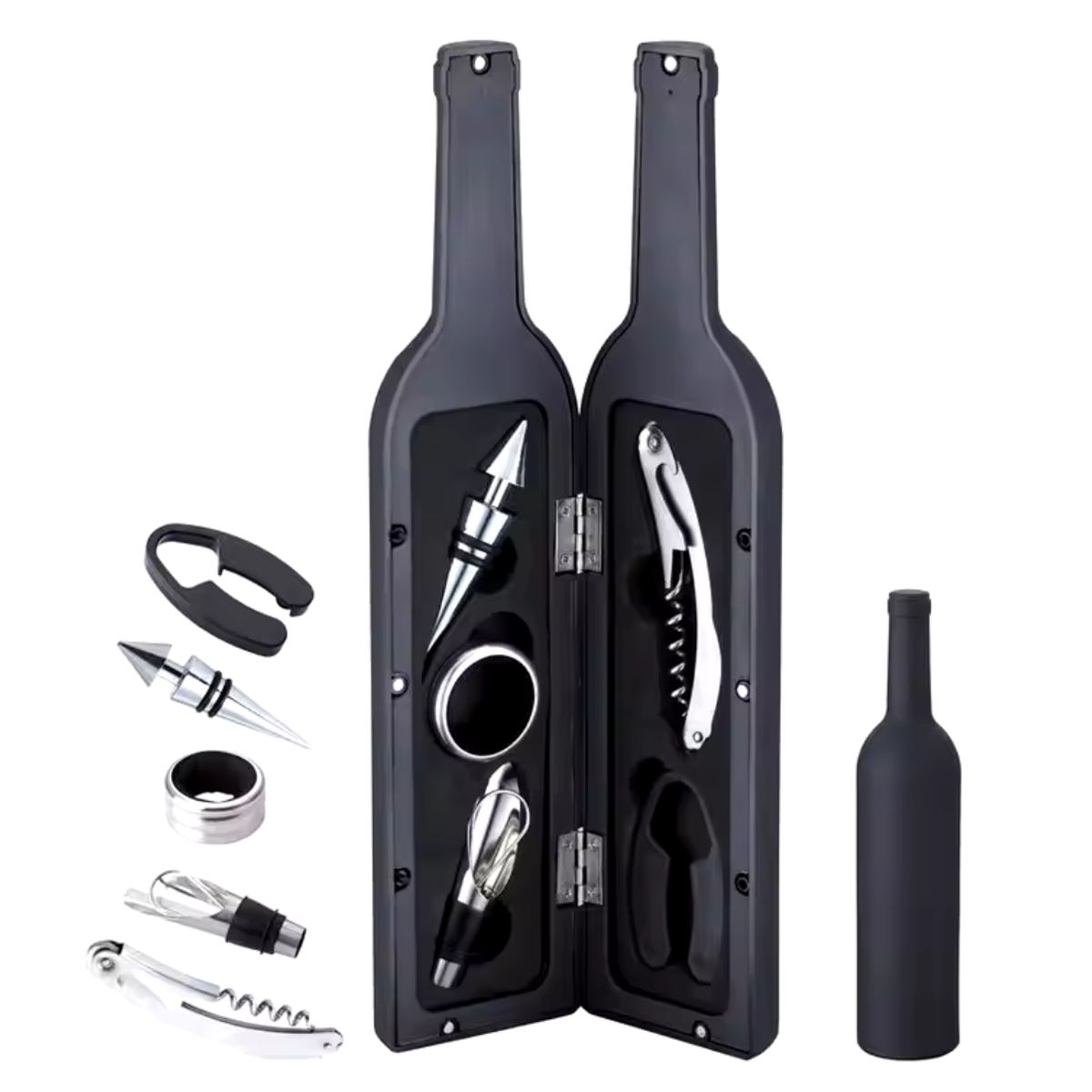 GENERICO - Kit Descorchador y Accesorios Para Vino Abridor y Vertedor En Caja Botella