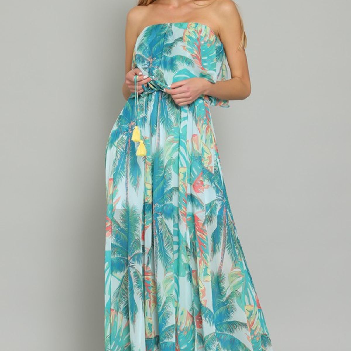 MARTINELA - VESTIDO LARGO MAXI STRAPLESS EVE JADE