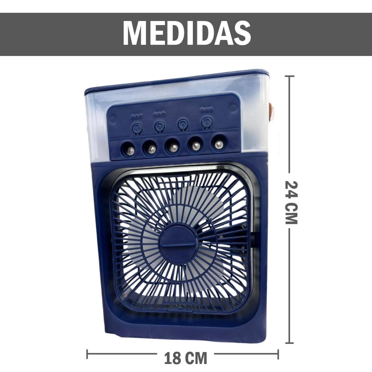GENERICO - Ventilador portátil humidificador con luz LED - Azul