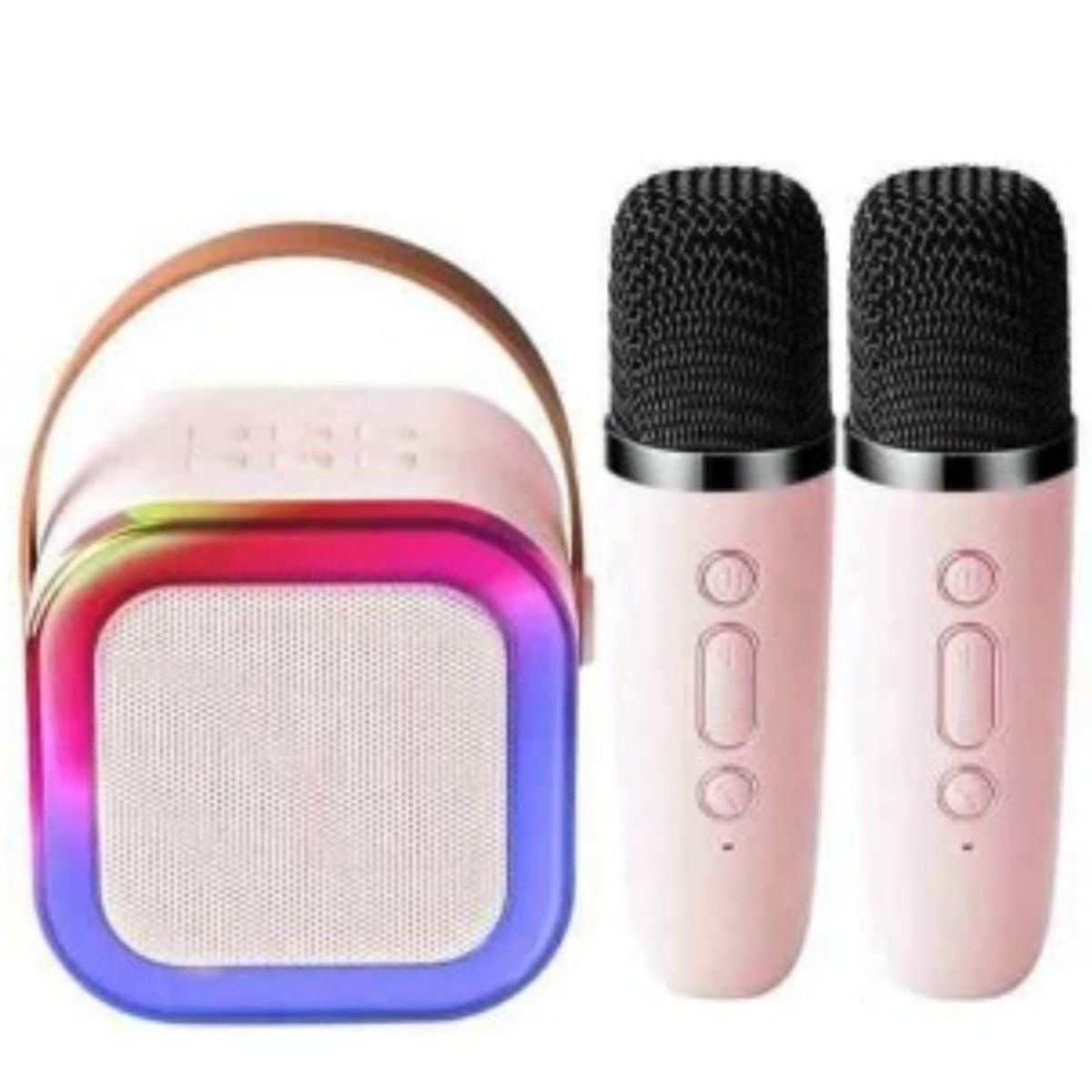 GENERICO - Mini Parlante Karaoke Portatil Bluetooth Led Con Doble Microfono Inalambrico