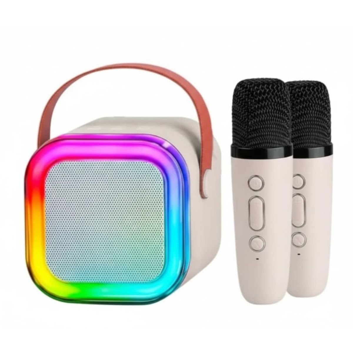 GENERICO - Mini Parlante Karaoke Portatil Bluetooth Led Con Doble Microfono Inalambrico