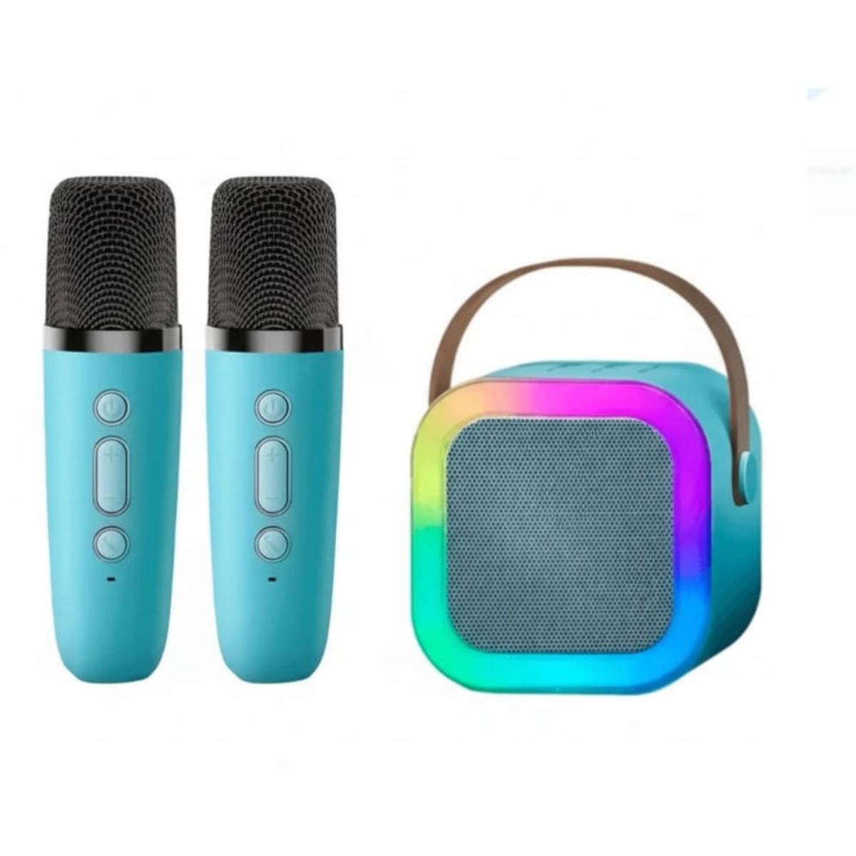 GENERICO - Mini Parlante Karaoke Portatil Bluetooth Led Con Doble Microfono Inalambrico