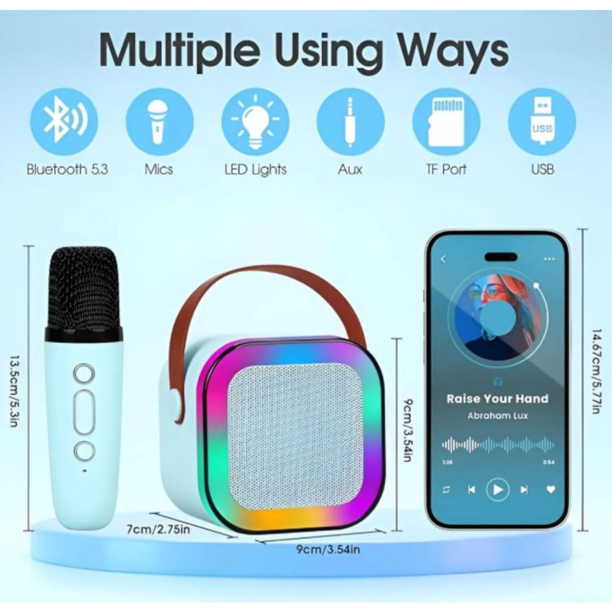 GENERICO - Mini Parlante Karaoke Portatil Bluetooth Led Con Doble Microfono Inalambrico