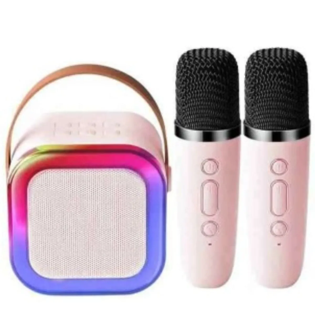 GENERICO - Mini Parlante Karaoke Portatil Bluetooth Led Con Doble Microfono Inalambrico