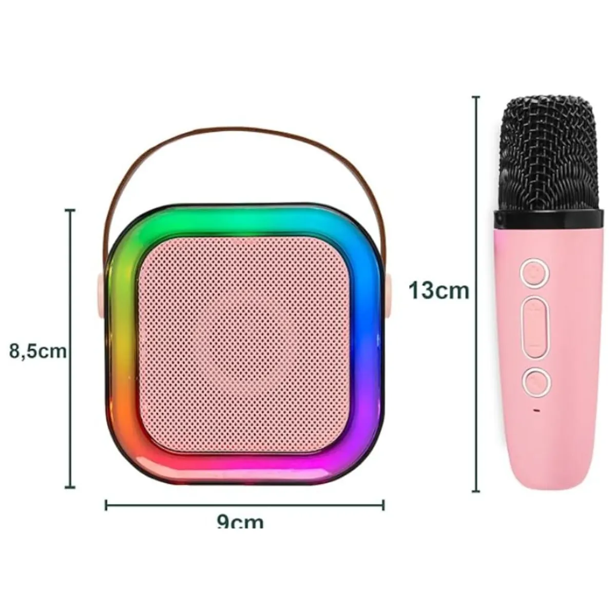 GENERICO - Mini Parlante Karaoke Portatil Bluetooth Led Con Doble Microfono Inalambrico