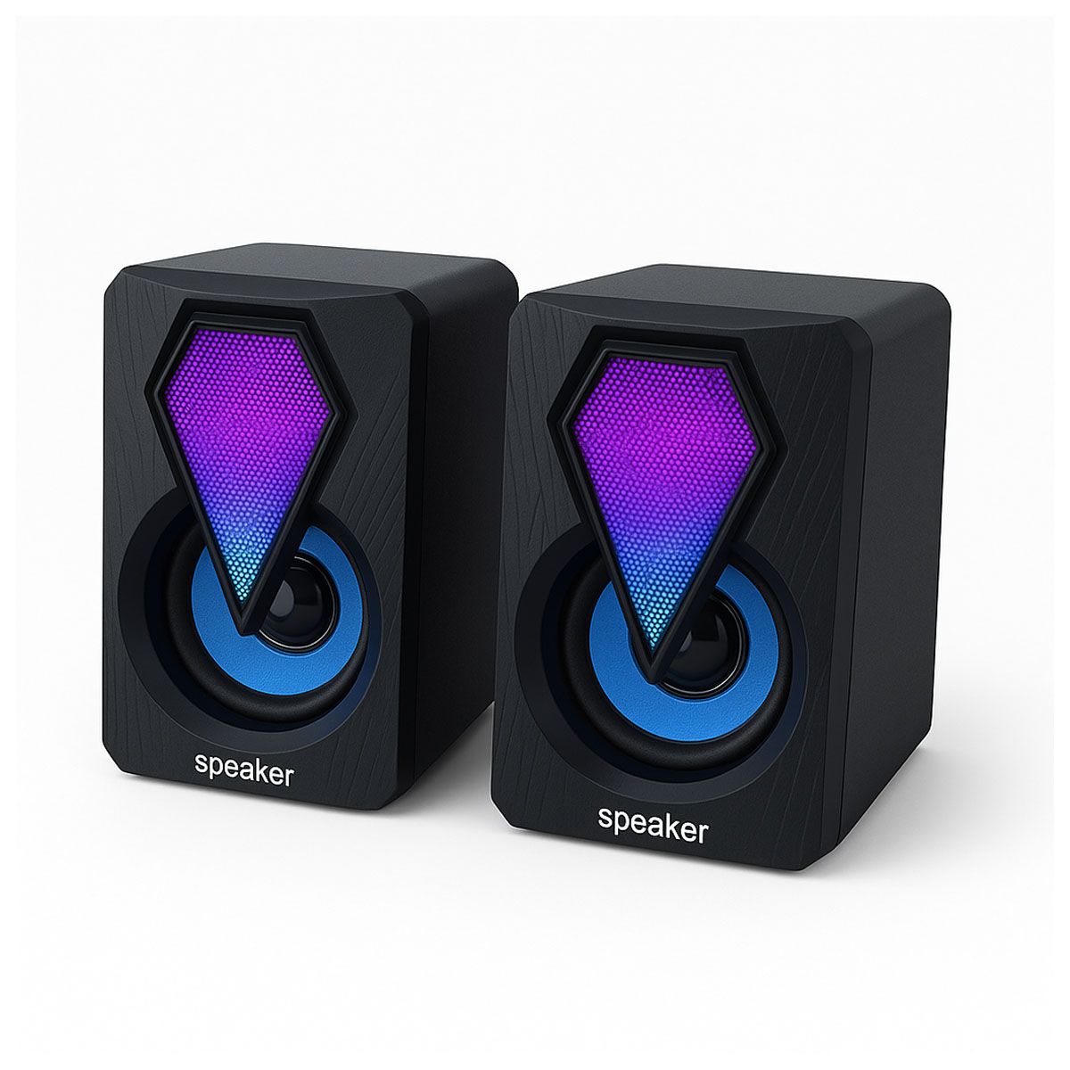 SEISA - Parlantes Multimedia 2.0 YSD-1046 con Luz LED y Control de Volumen USB