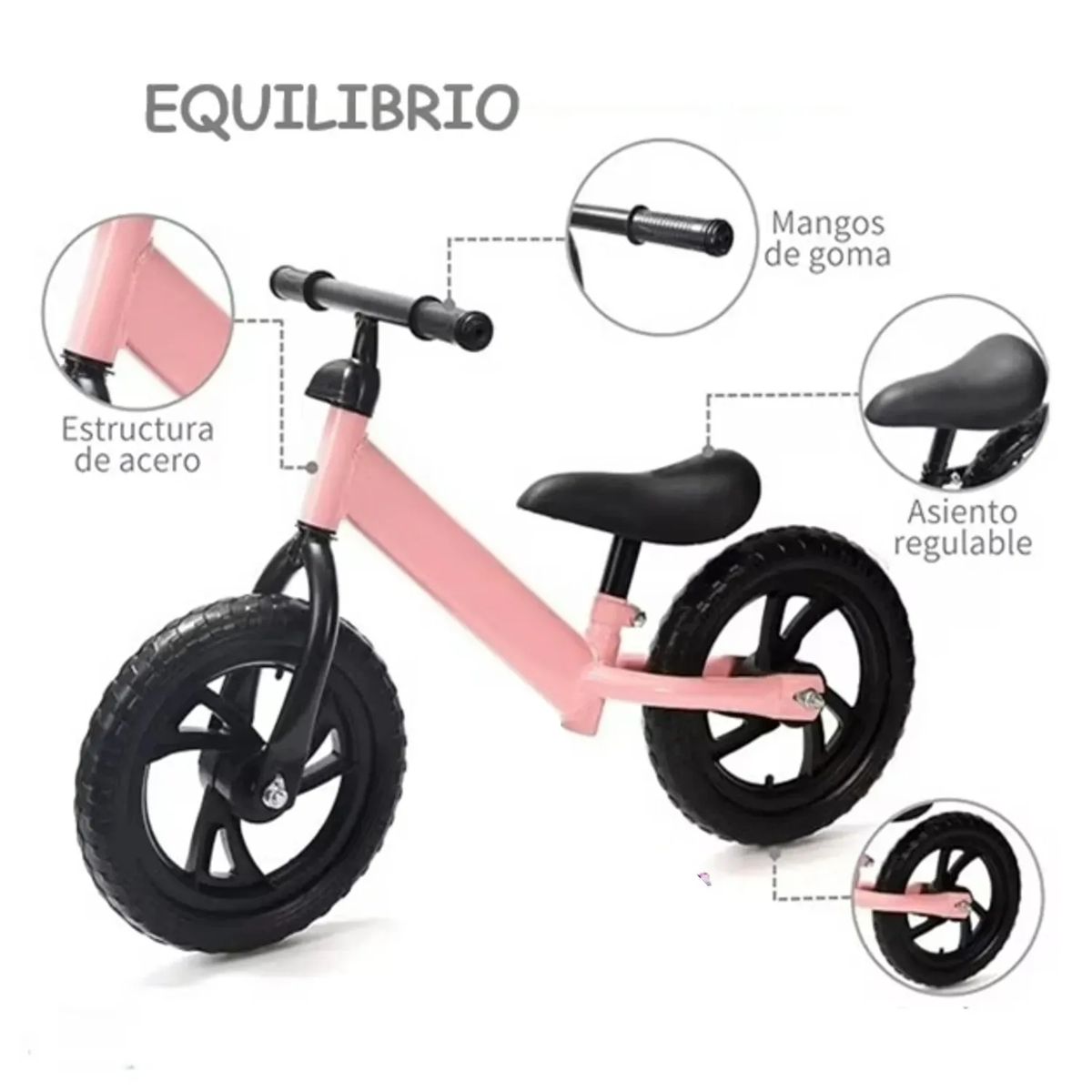 CUZKA - Bicicleta de Equilibrio Aro 12 PVC - Color Rosa