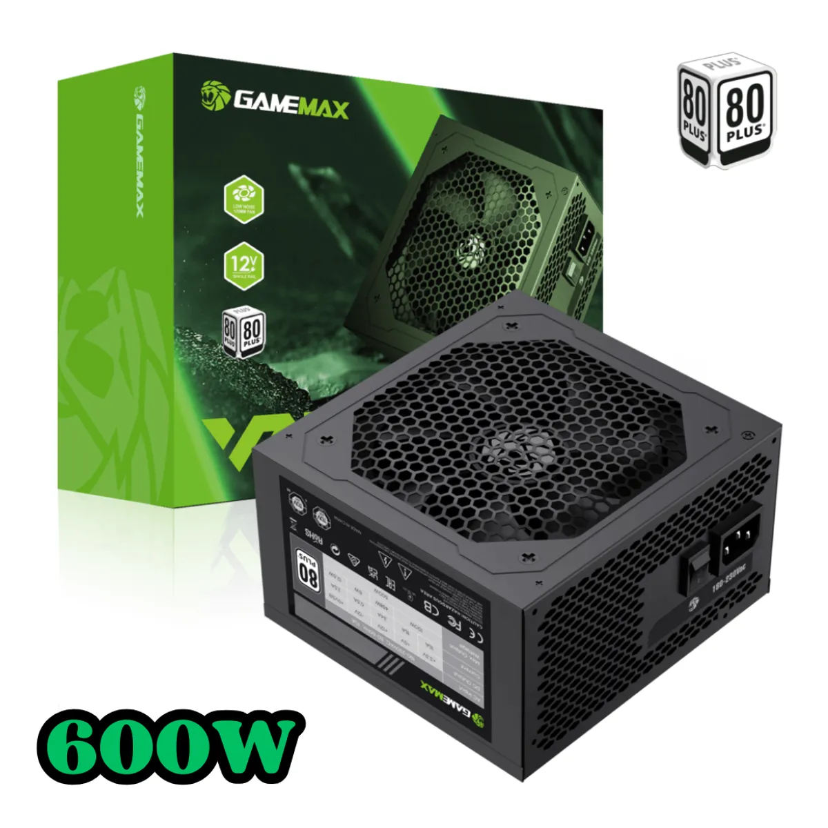 GAMEMAX - FUENTE PODER 600W CERTIFICADA 80 PLUS GAMEMAX VP-600