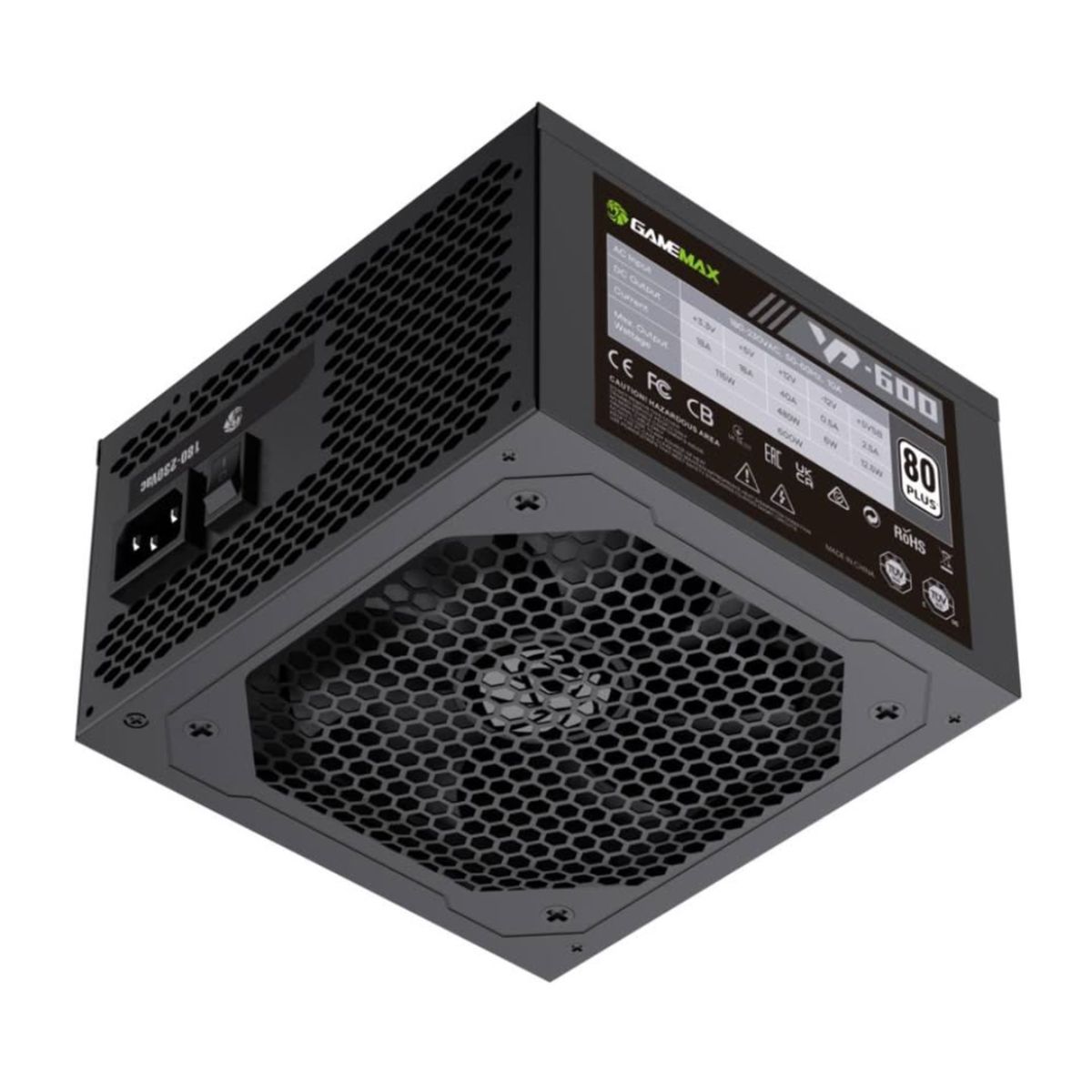 GAMEMAX - FUENTE PODER 600W CERTIFICADA 80 PLUS GAMEMAX VP-600