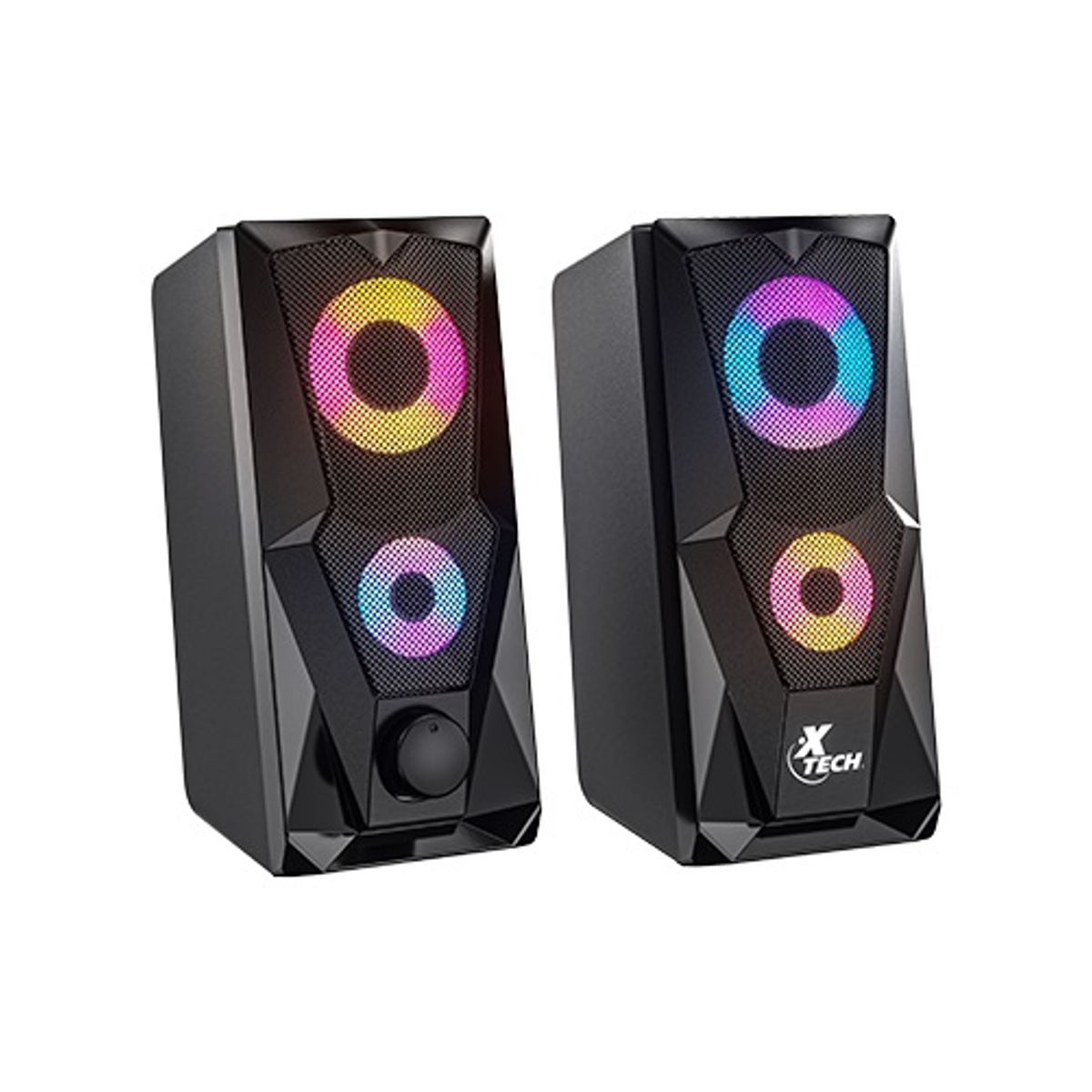 XTECH - Parlantes - Estéreo Multimedia 2.0 Gaming con Luces LED - XTECH FireShot - 6W - USB 5V