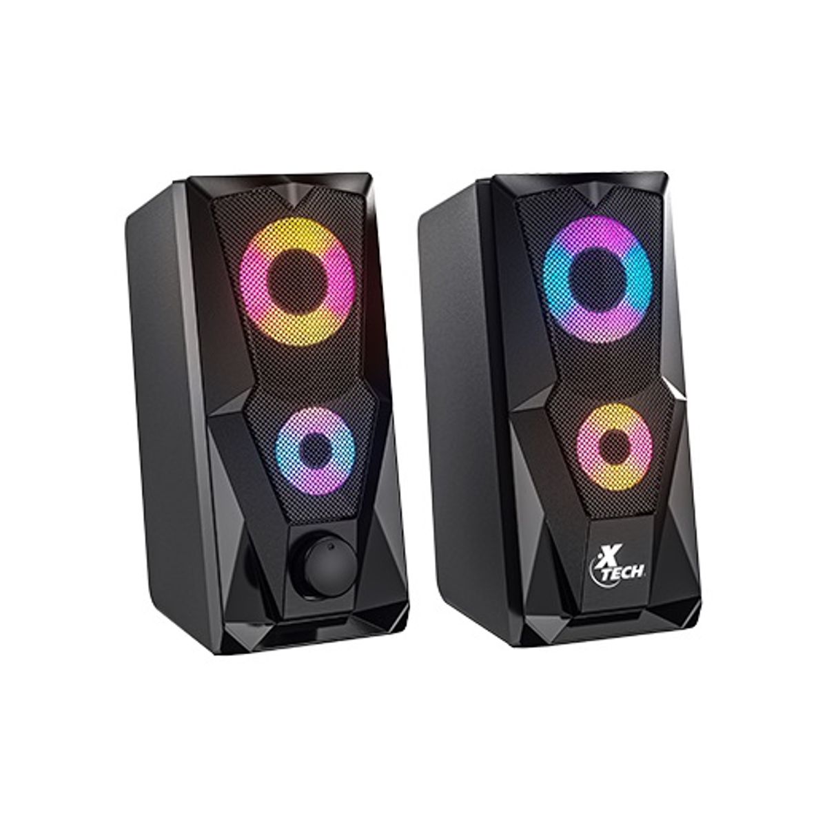XTECH - Parlantes - Estéreo Multimedia 2.0 Gaming con Luces LED - XTECH FireShot - 6W - USB 5V
