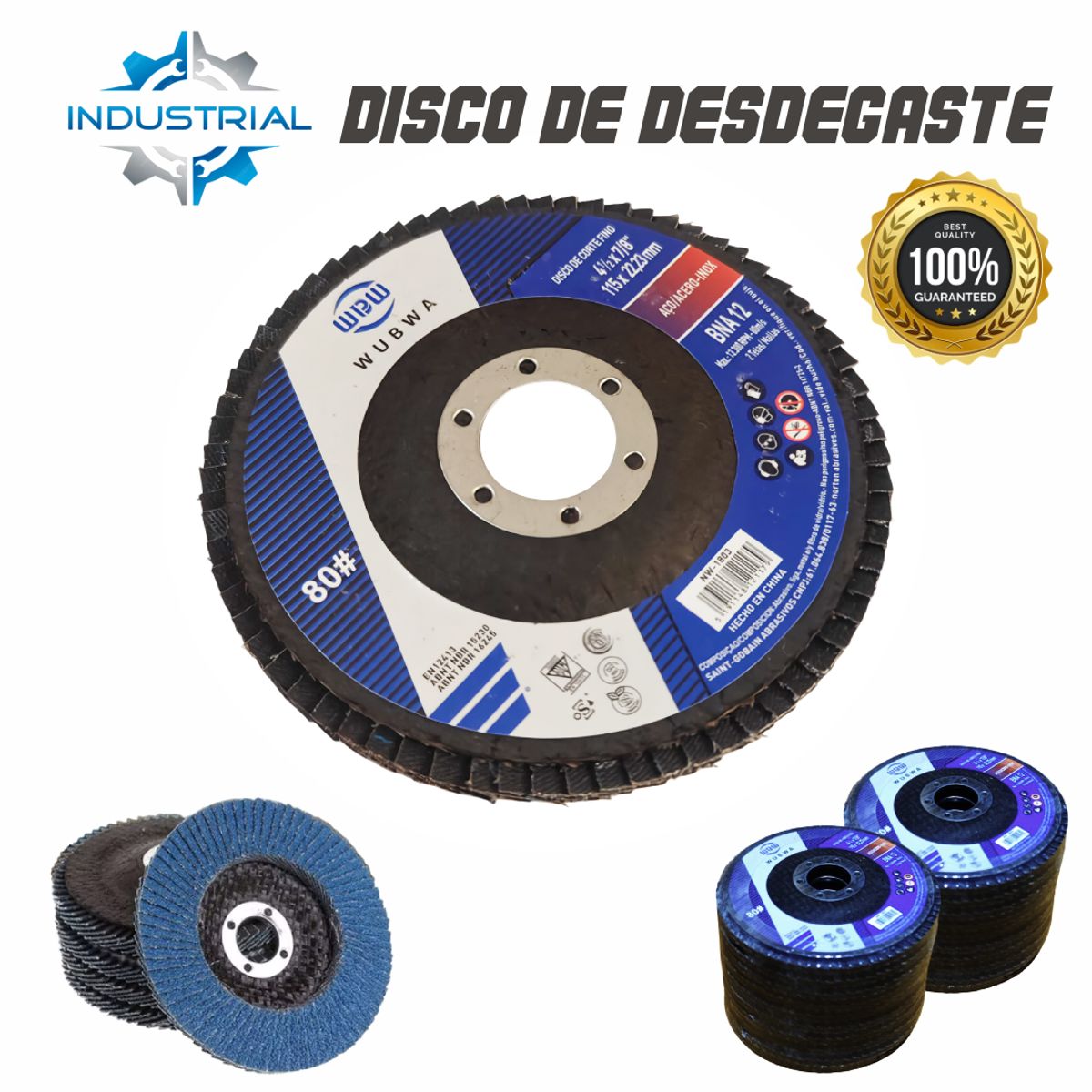 HOLGU - Disco Flap Polifan 115mm G80 Para Lijado de Metal y Acabado Profesional