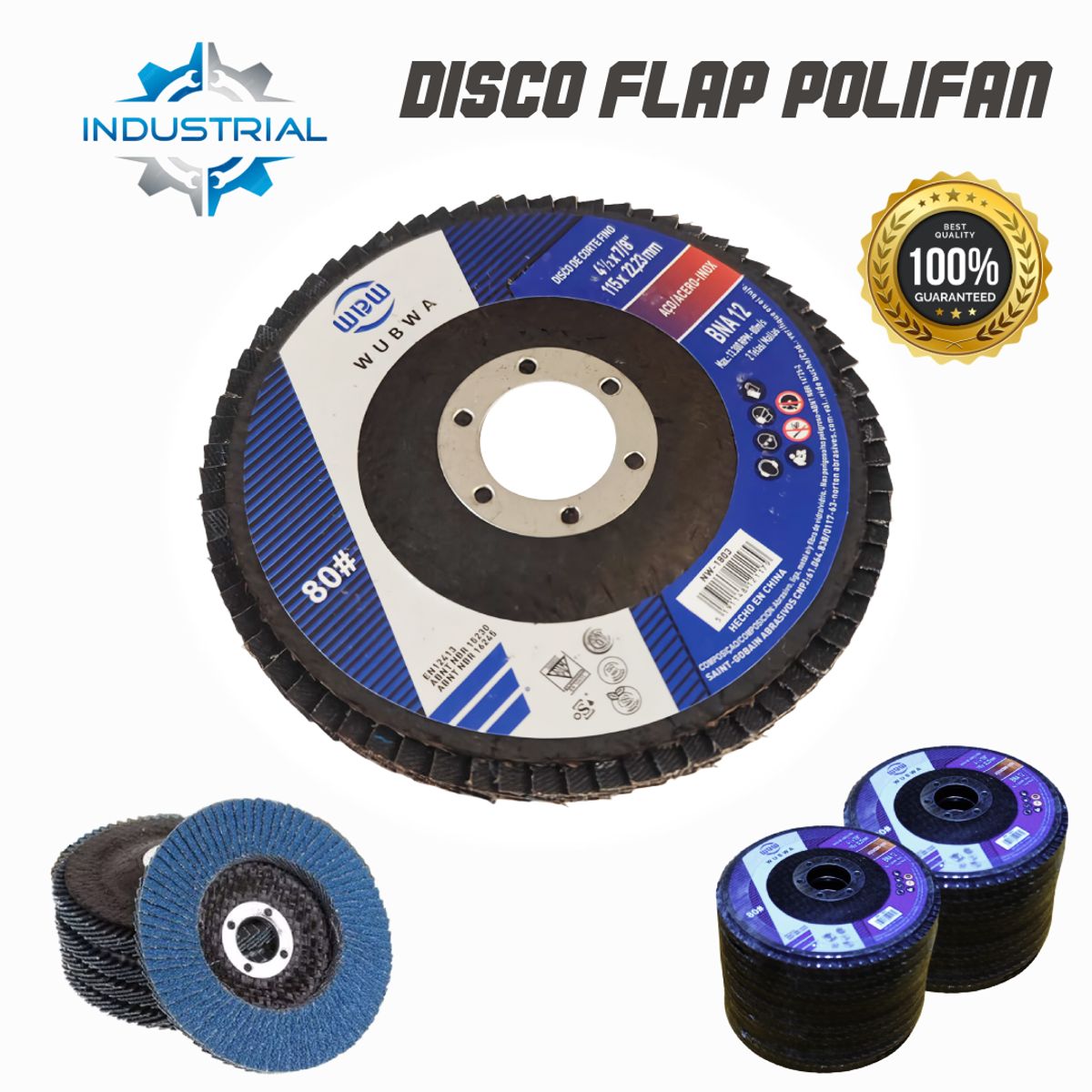 HOLGU - Disco Flap Polifan 115mm G80 Para Lijado de Metal y Acabado Profesional
