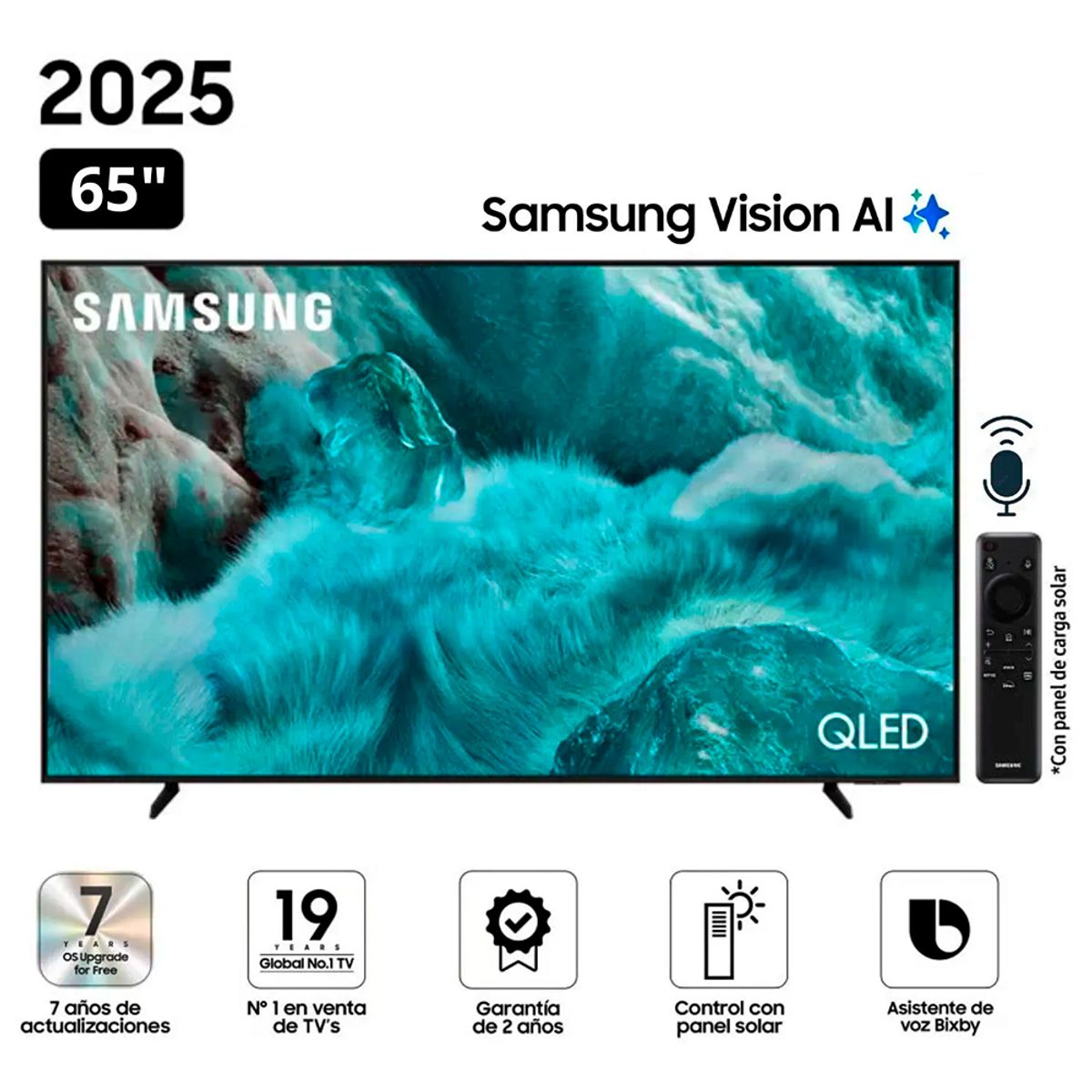 SAMSUNG - Televisor Samsung 65 QLED QN65Q7FAAG Vision AI Smart TV  - Negro