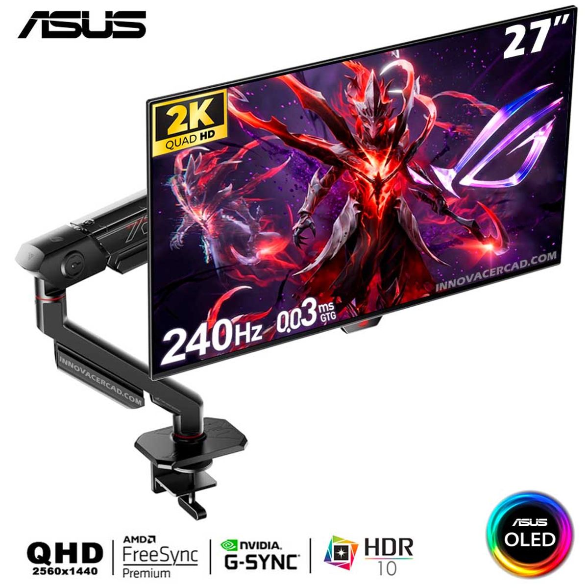 ASUS - Monitor ASUS ROG Swift OLED PG27AQDM-R 27 OLED 2K QHD 240Hz 003ms Nvidia G-Sync