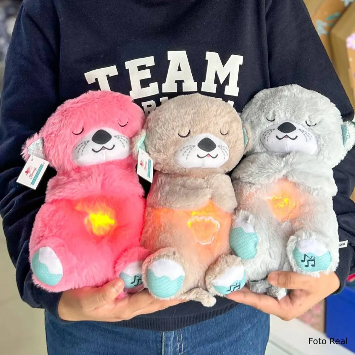 GENERICO - NUTRIA SENSORIAL MUSICAL CON LUZ QUE RESPIRA  CELESTE