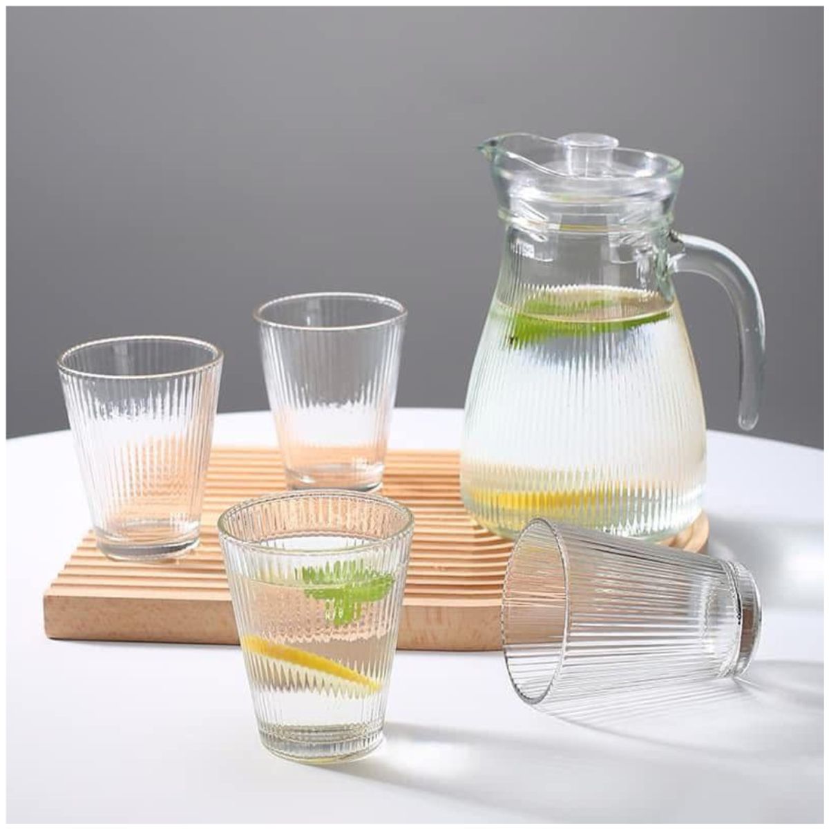 INSPIRA MARKET - Juego de Jarra de Vidrio con Vasos 1200 ml