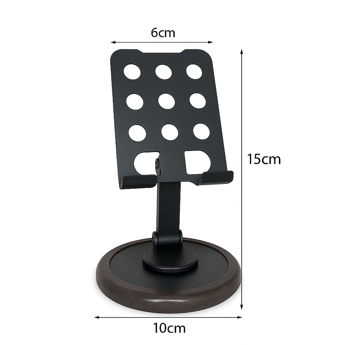 GENERICO - Soporte de Escritorio para Celular Ajustable Base Tipo Madera Antideslizante