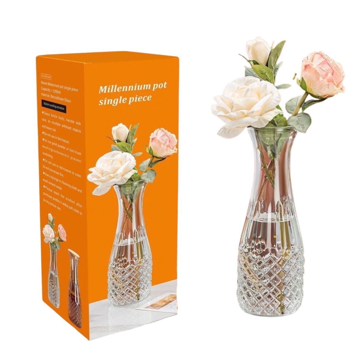 GENERICO - Florero jarrón decorativo de vidrio