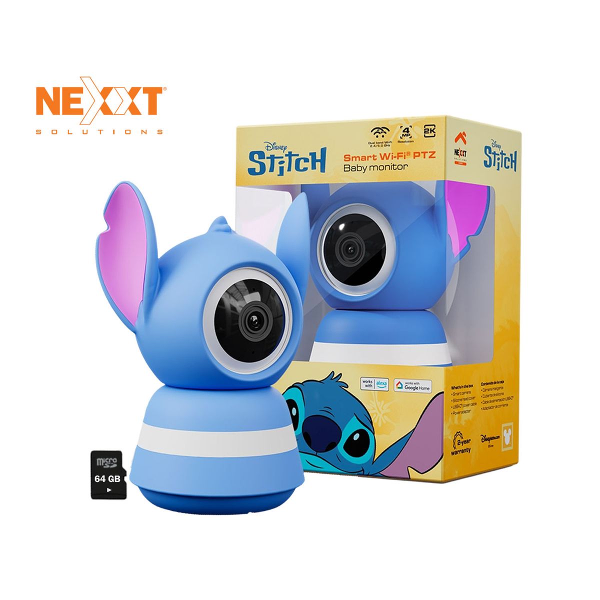 NEXXT SOLUTIONS - Monitor para bebé Wifi NHC-B200 ST 2K Nexxt Detección llanto Sensor Humedad Stitch 64GB