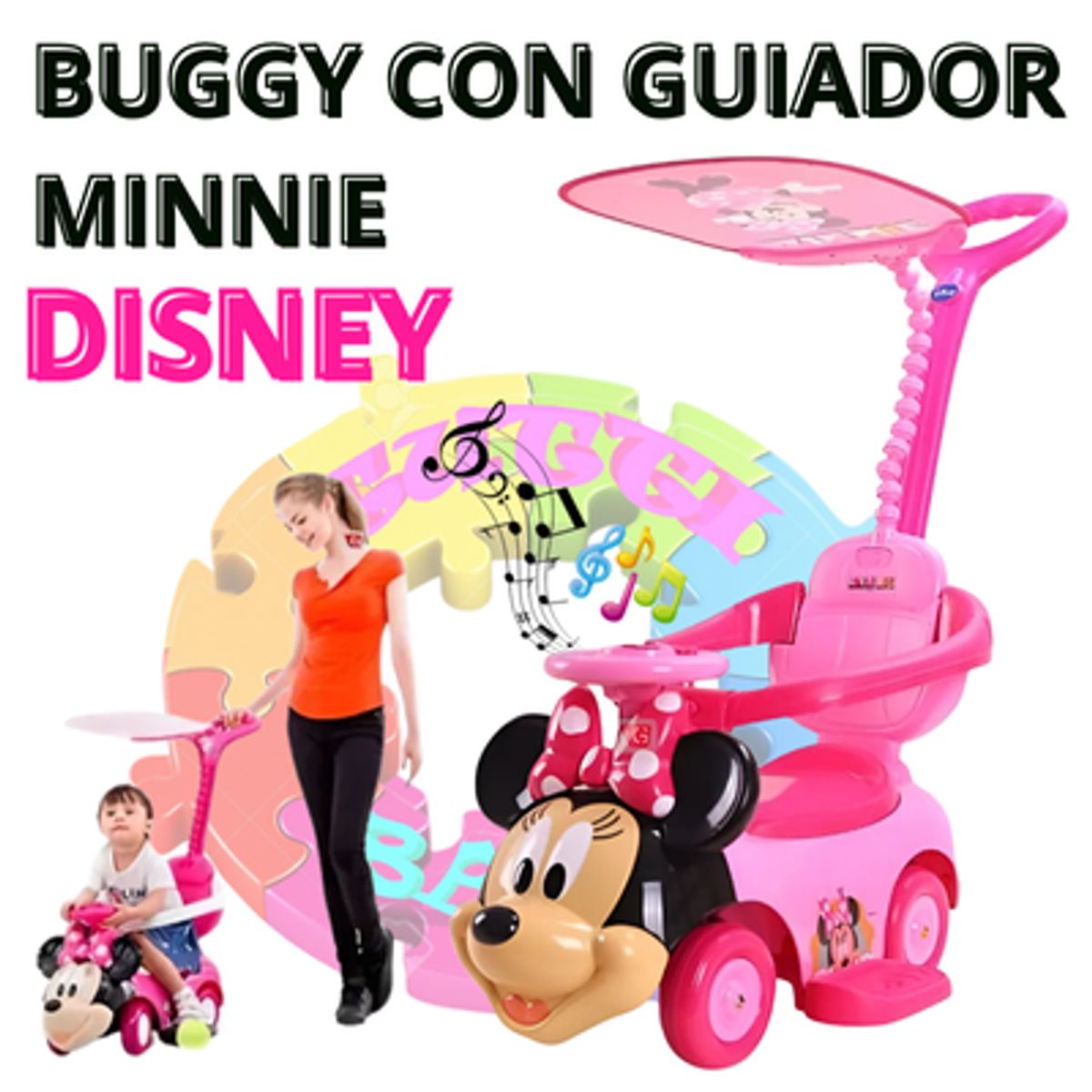 EBABY - BUGGY CON GUIADOR MINNIE MOUSE DISNEY - ROSADO