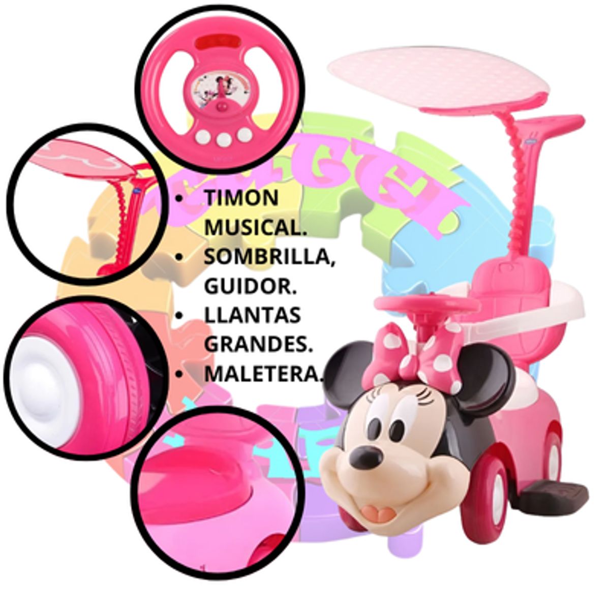 EBABY - BUGGY CON GUIADOR MINNIE MOUSE DISNEY - ROSADO