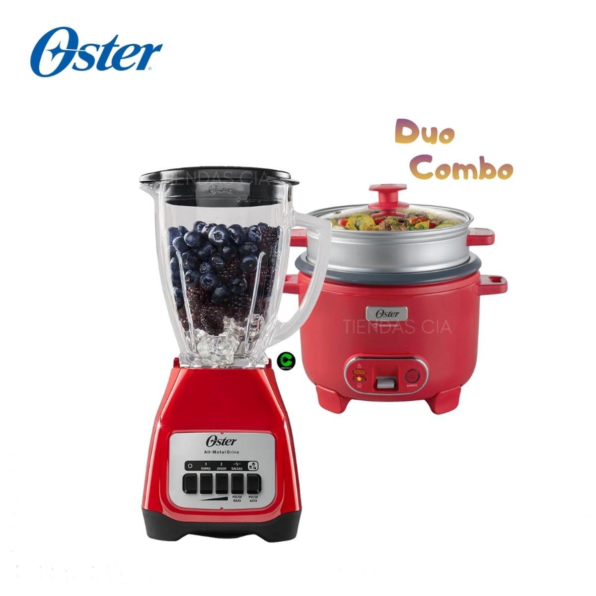 OSTER - Dúo Combo OSTER Licuadora 1.5 L y Olla Arrocera CKSTRC10DFPNK