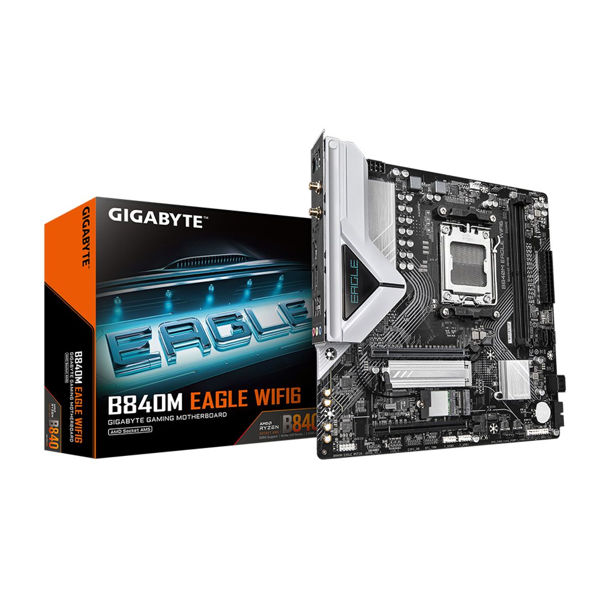 GIGABYTE - Motherboard Gigabyte B840M Eagle Wifi6 - Chipset Amd B840, Socket Am5, Formato Atx, Alta C