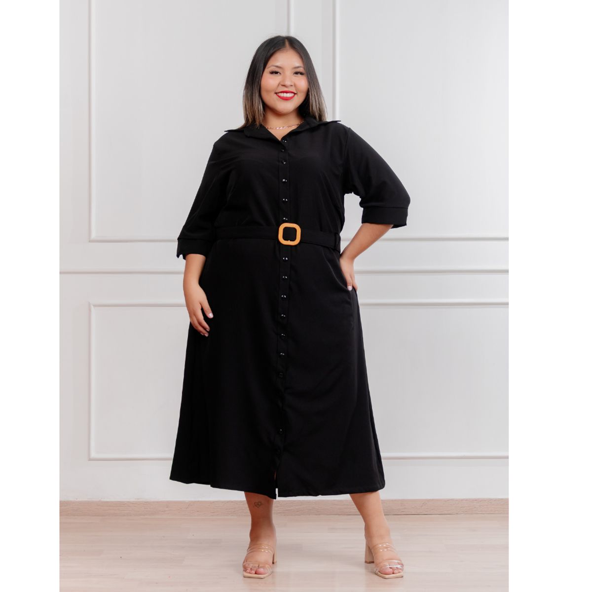 GENERICO - Vestido largo casual mujer camisero