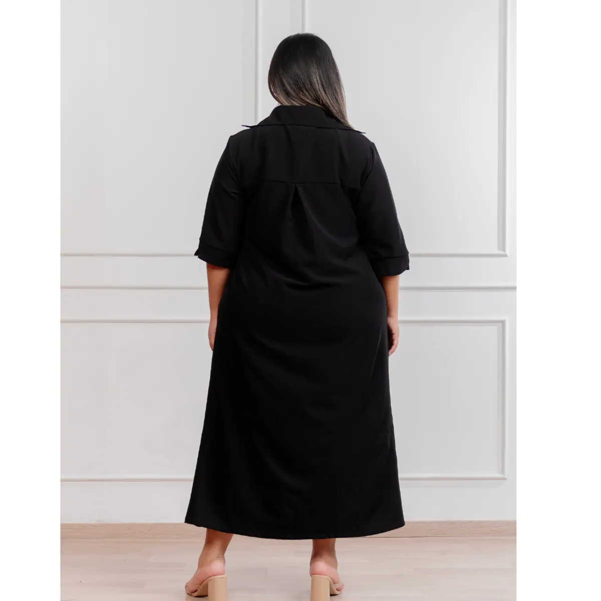 GENERICO - Vestido largo casual mujer camisero