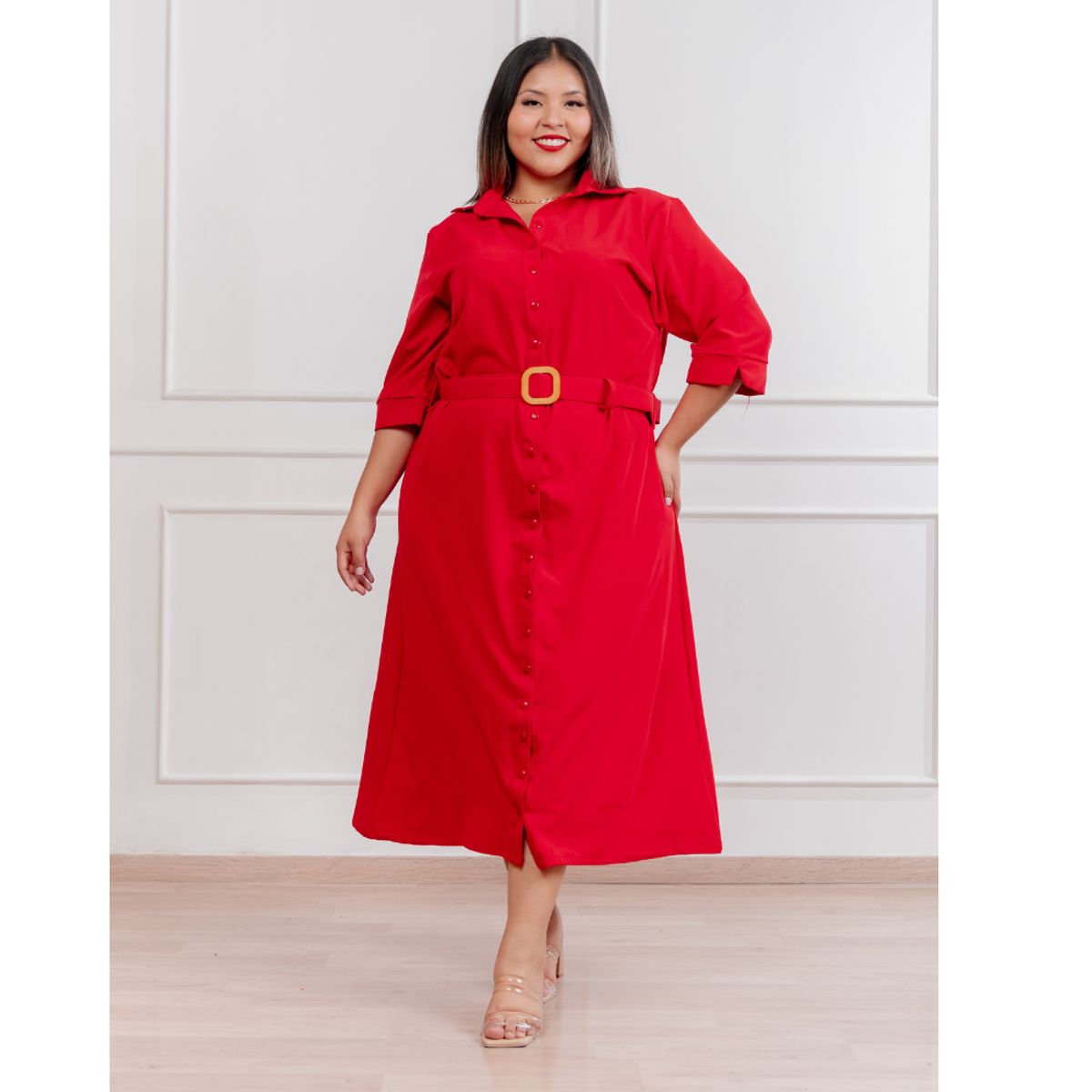 GENERICO - Vestido largo casual mujer camisero