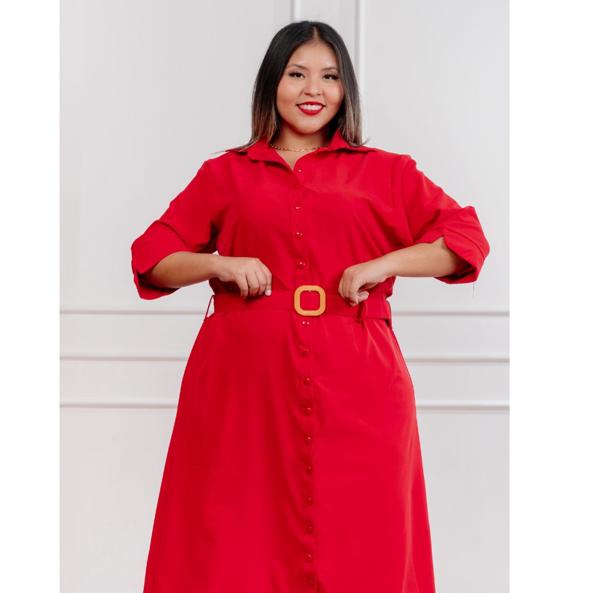 GENERICO - Vestido largo casual mujer camisero