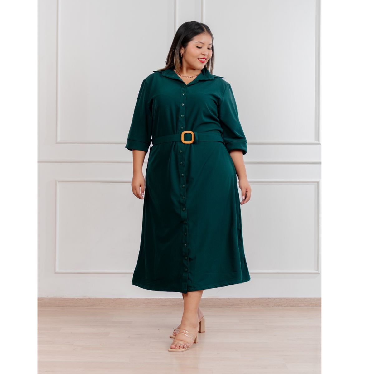 GENERICO - Vestido largo casual mujer camisero