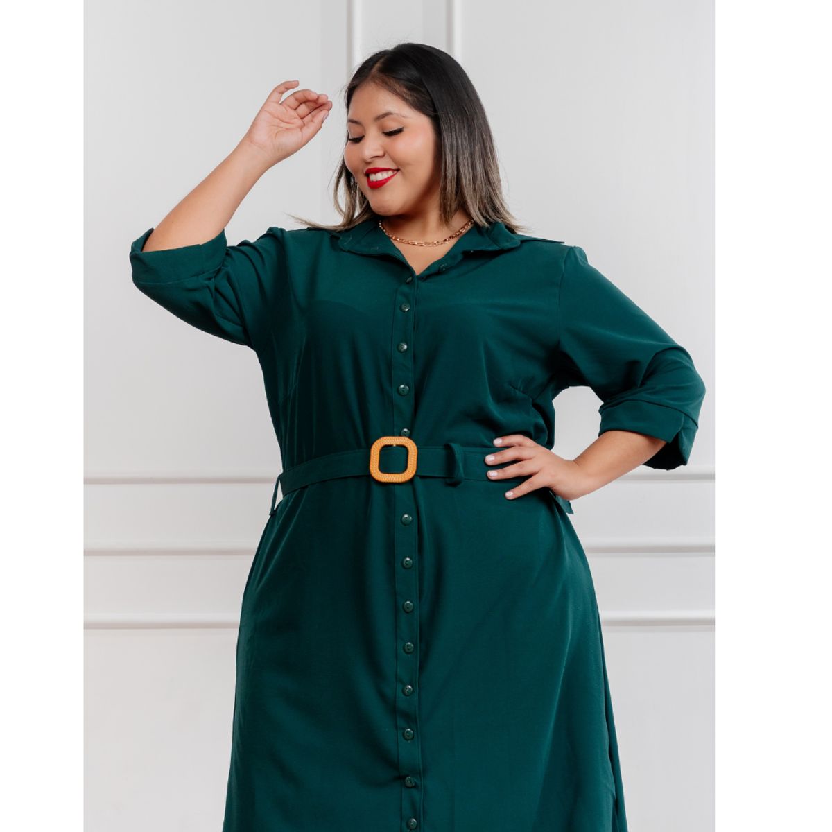 GENERICO - Vestido largo casual mujer camisero