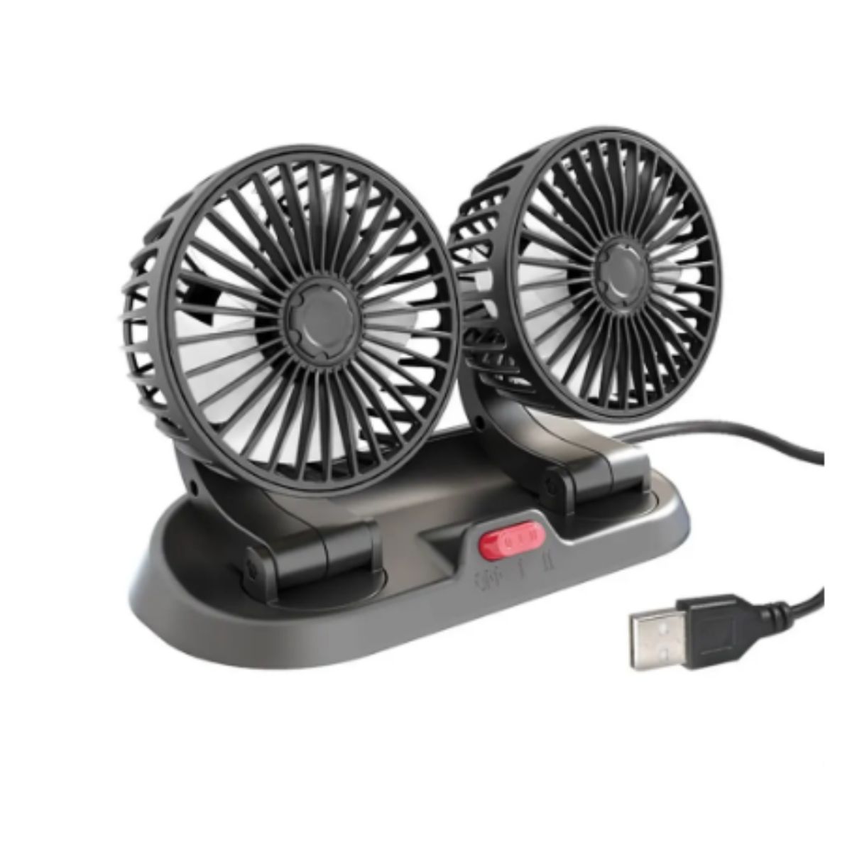 GENERICO - VENTILADOR PARA AUTO DE DOBLE CABEZAL 360°