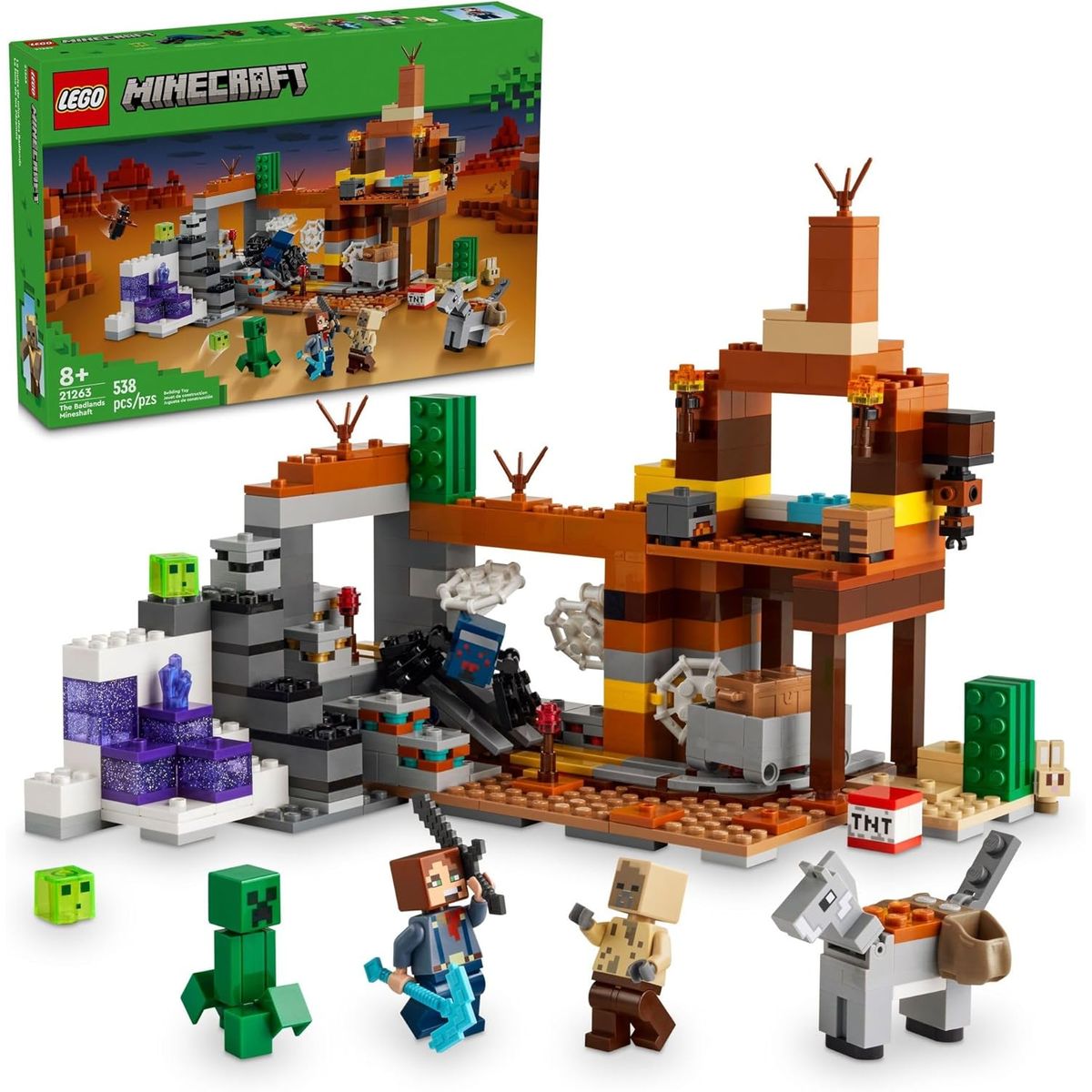 LEGO - LEGO Minecraft 21263 El Pozo de Mina de los Páramos (538 piezas)