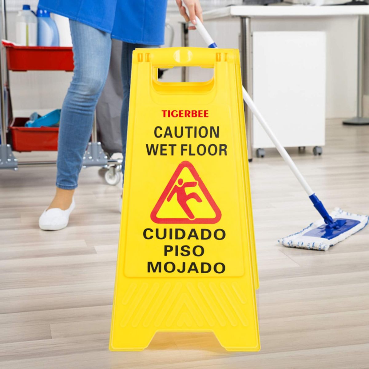 GENERICO - 2 PIEZAS Señales de precaución de piso mojado, señales de advertencia de seguridad plegables