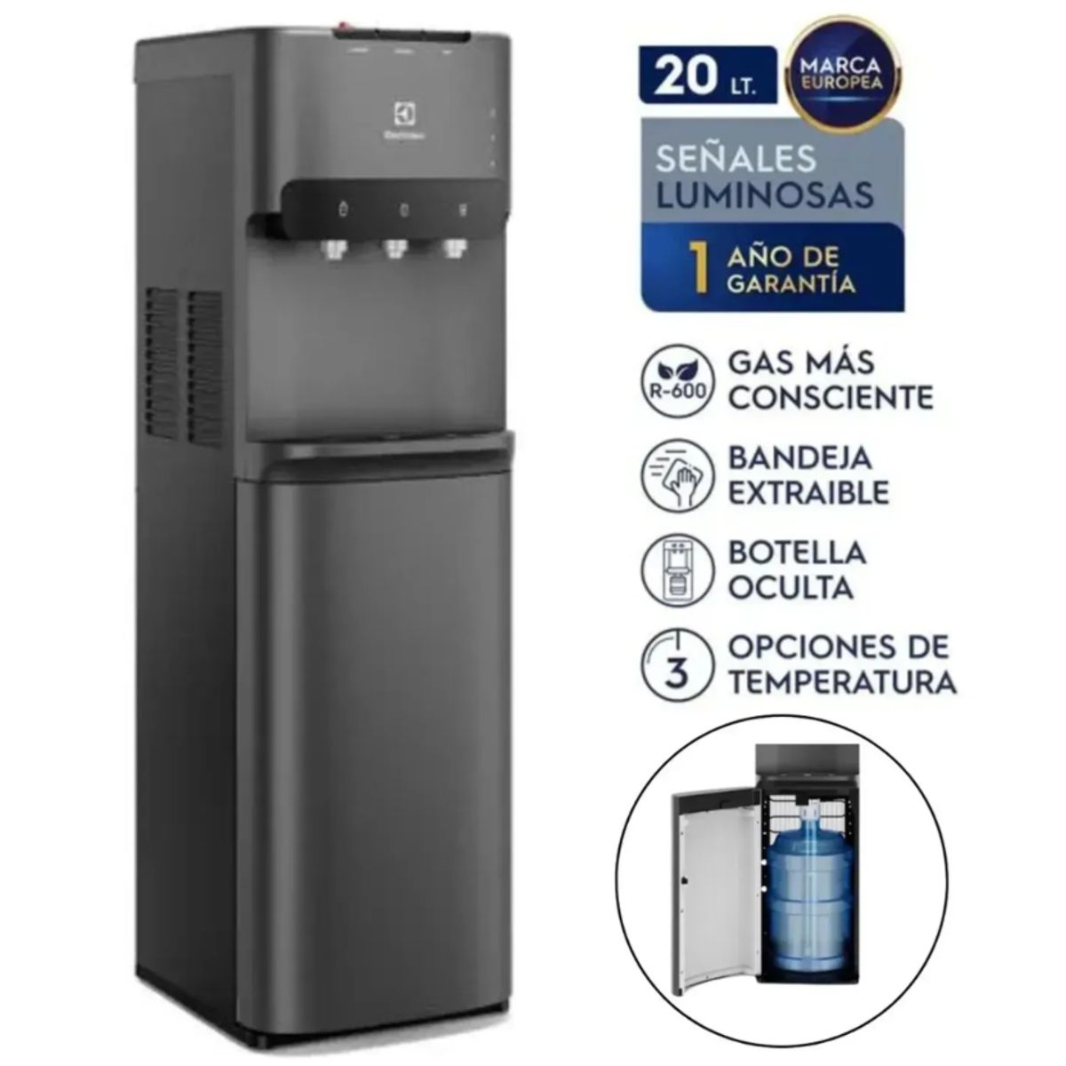 ELECTROLUX - Dispensador de Agua Electrolux ED30SRBL Pure Sense con Botellón Oculto - Negro