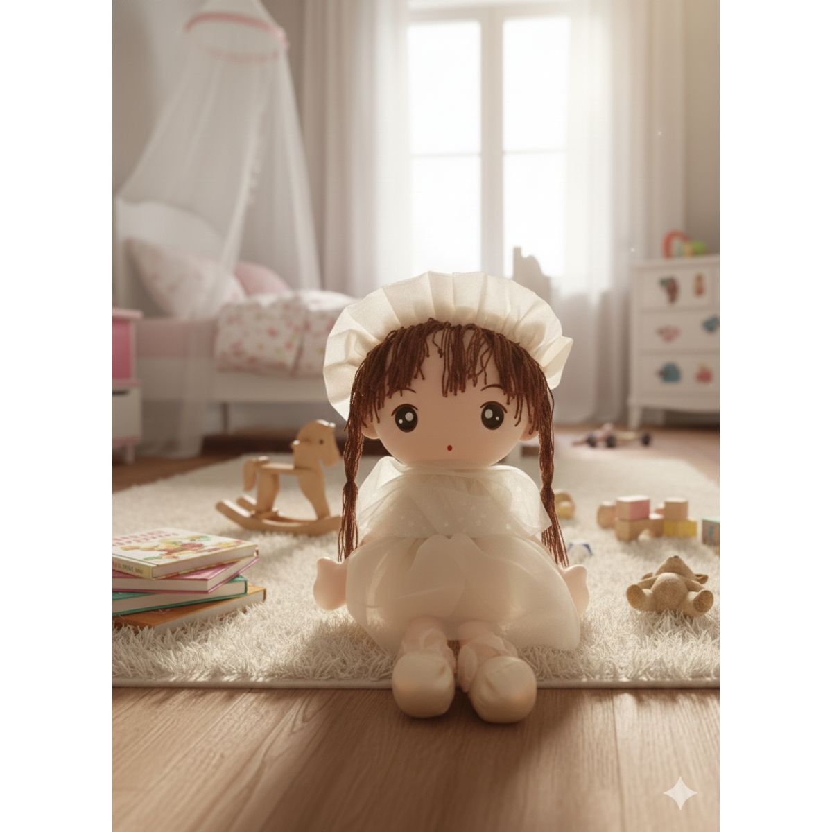 GENERICO - Peluche de Muñeca Patilarga con Vestimenta Crema