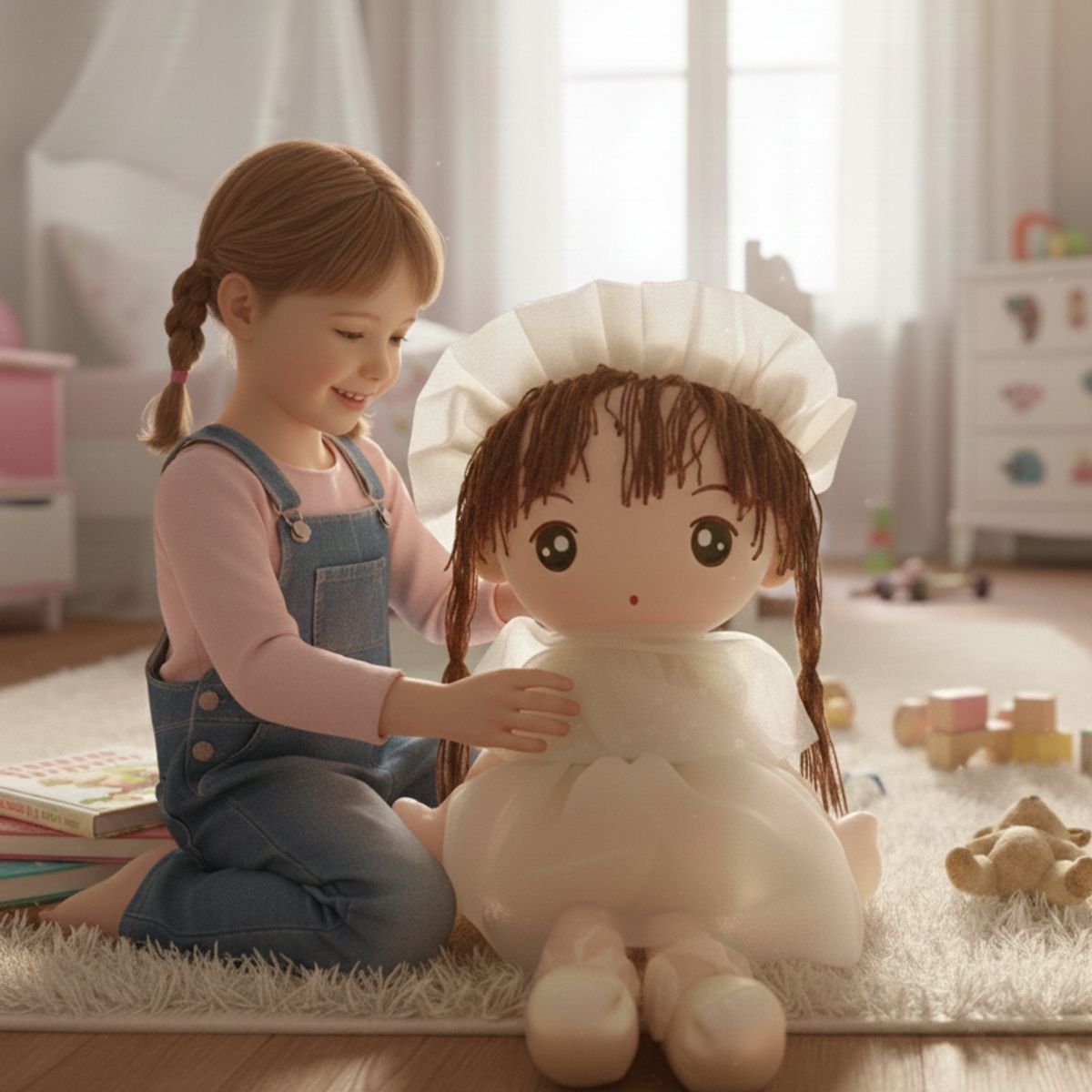 GENERICO - Peluche de Muñeca Patilarga con Vestimenta Crema