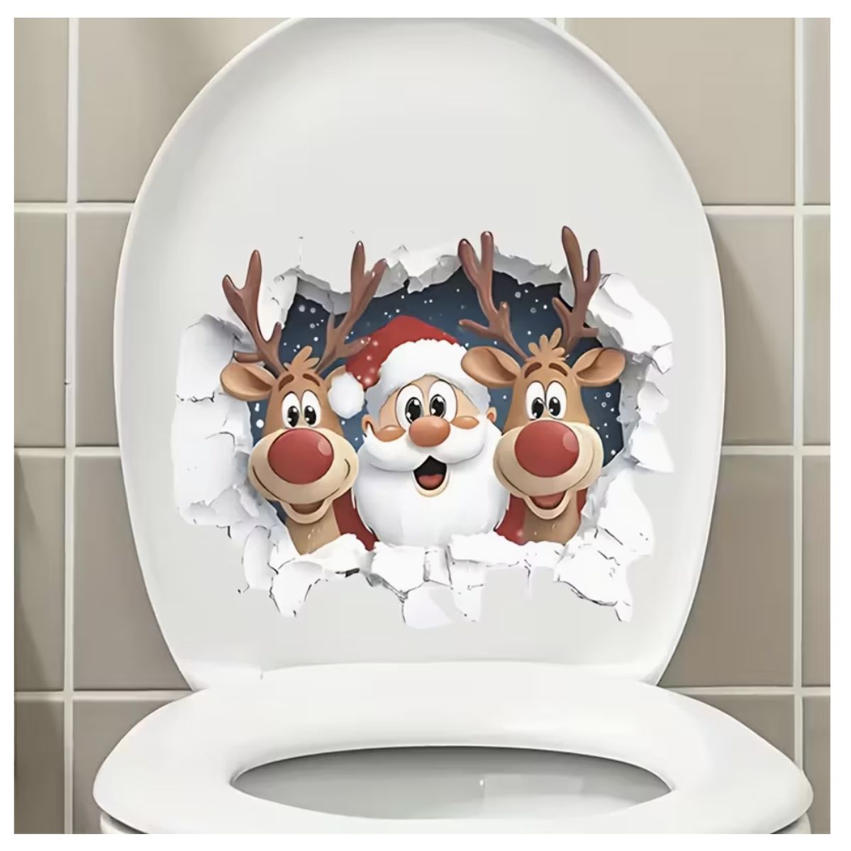 GENERICO - ADHESIVO NAVIDEŇO CON DISEÑO DE RUDOLPH & SANTA CLAUS