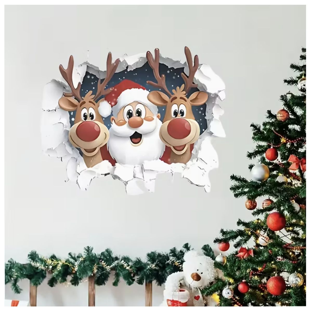 GENERICO - ADHESIVO NAVIDEŇO CON DISEÑO DE RUDOLPH & SANTA CLAUS