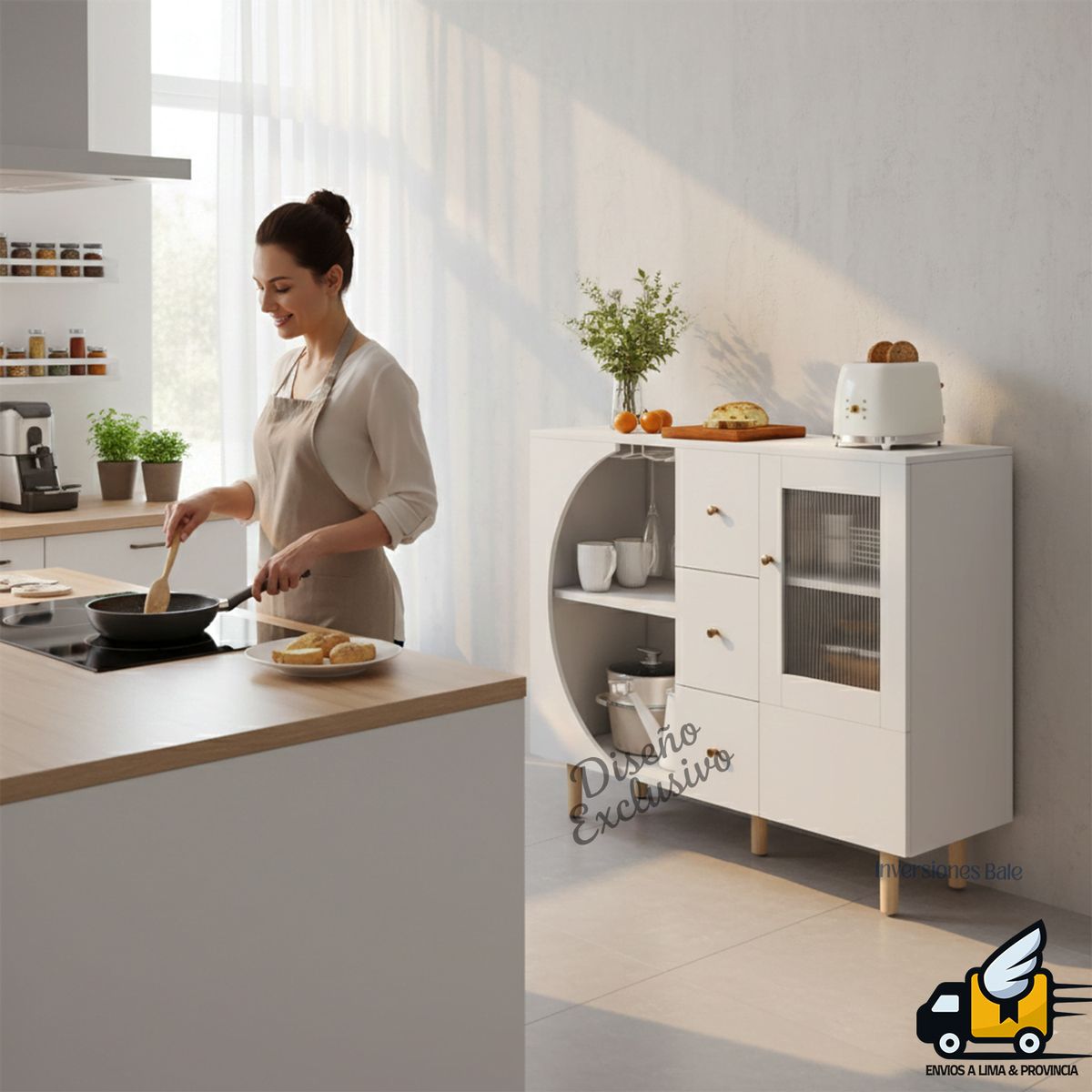 DIBA MUEBLES - Aparador Moderno con 3Cj Blanco Dany DIBA Muebles