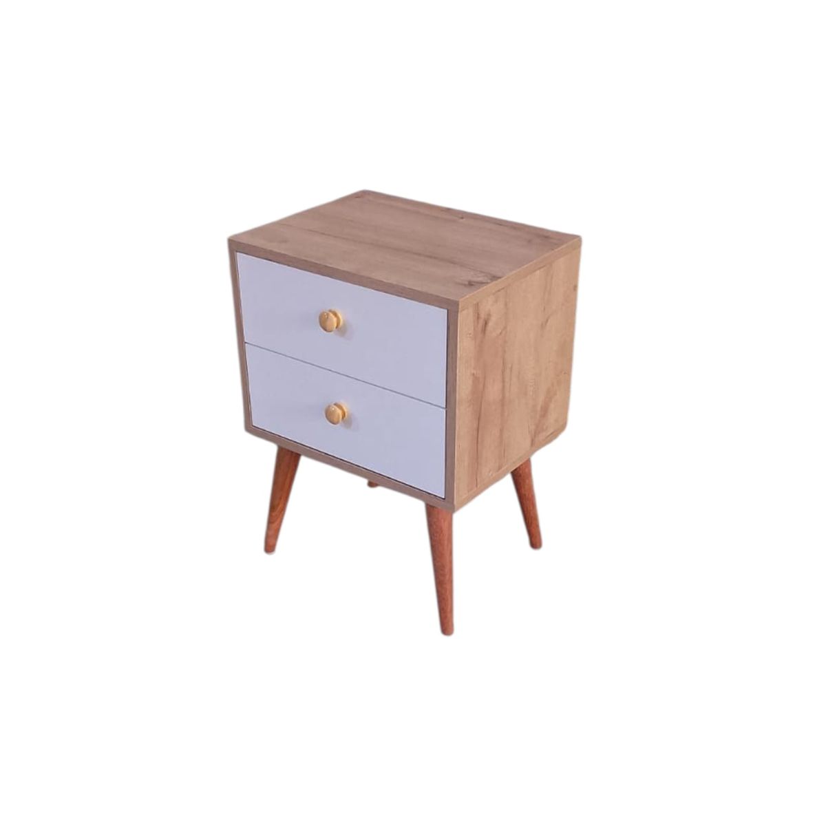 GENERICO - Mesa de Noche Color Duna con Cajones  Estilo Moderno y Funcional