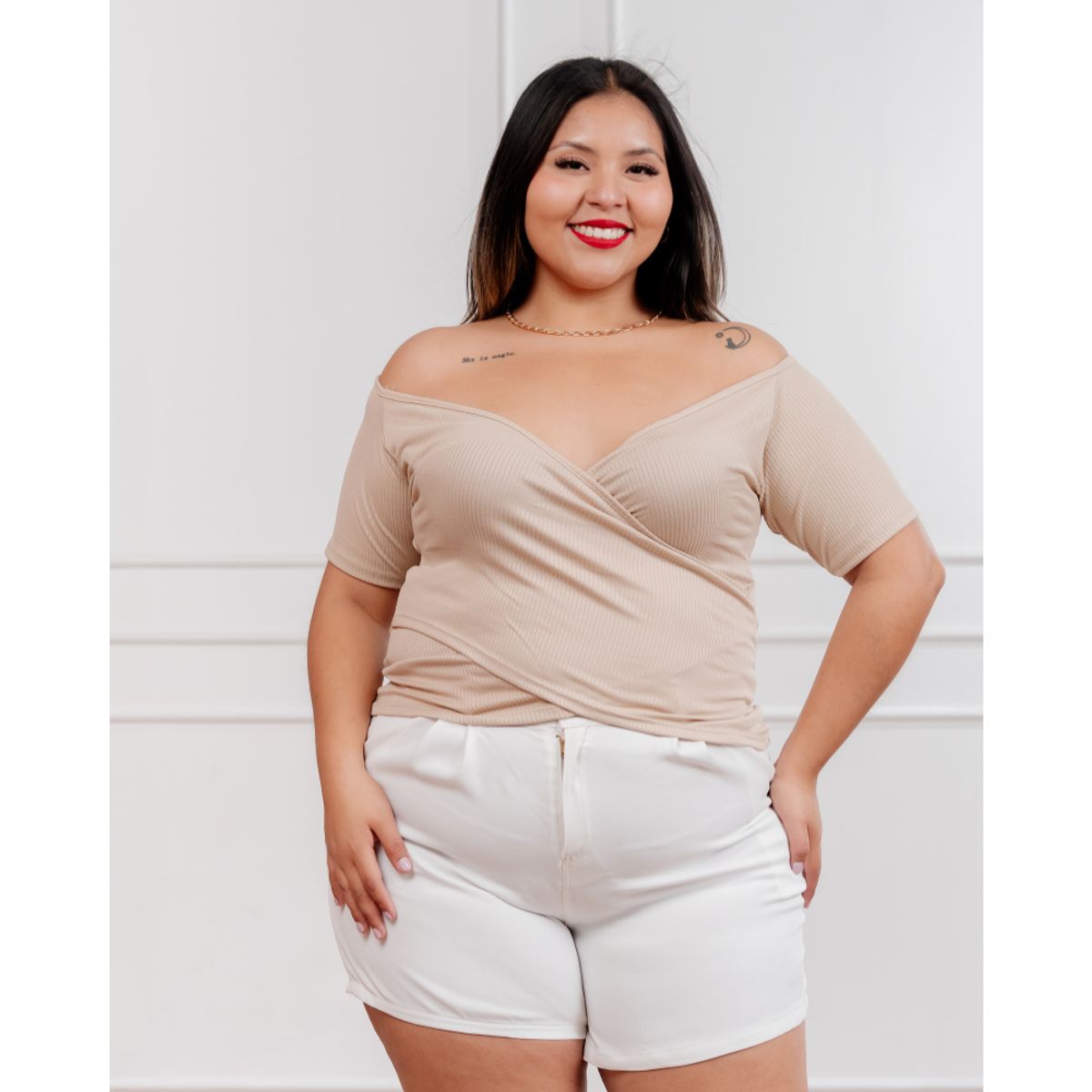 GENERICO - Polo básico mujer cuello cruzado